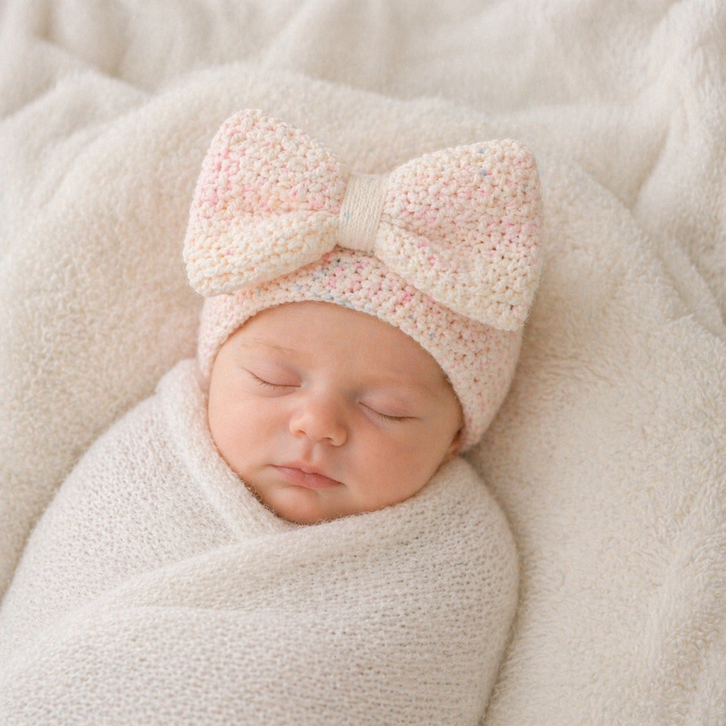 Handmade Crochet Baby Hat with or without bow
