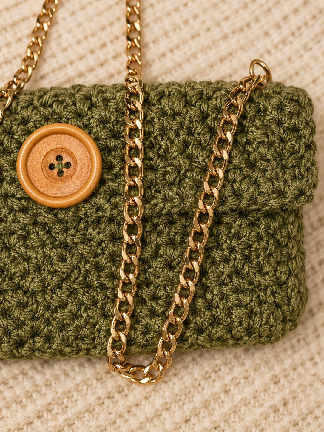 Handmade Crochet Clutch Purse with Detachable Gold Chain Strap | Boho Evening Bag | Custom Colors Availabl
