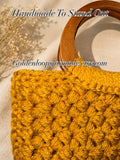 Golden Mustard Bobble Stitch Crochet Handbag | Limited Edition Boho Pur