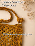 Golden Mustard Crochet Shoulder Bag | Handmade Boho Granny Square Purse