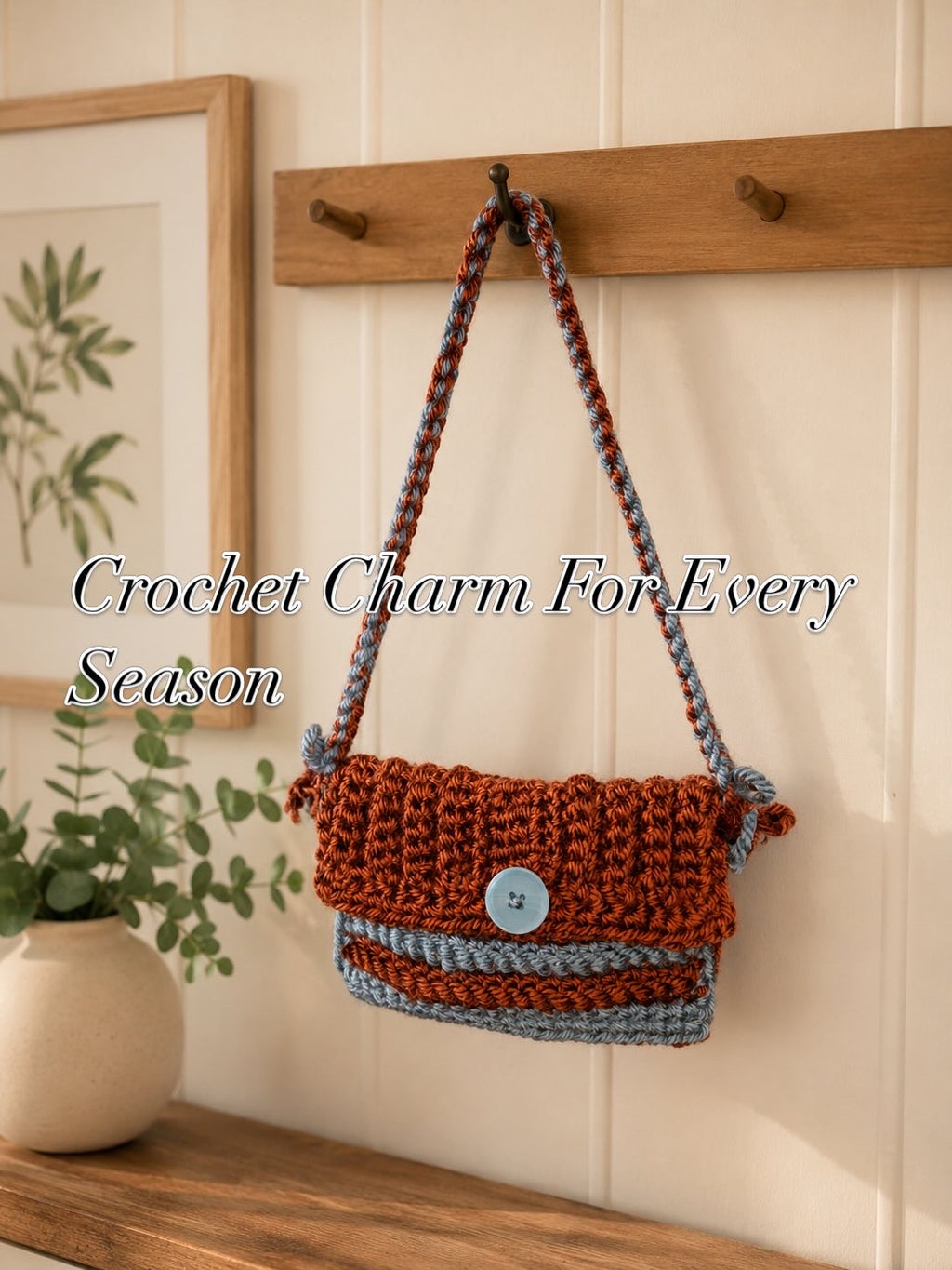 One-of-a-Kind Handmade Crochet Crossbody Bag | Rustic Blue Boho Purse