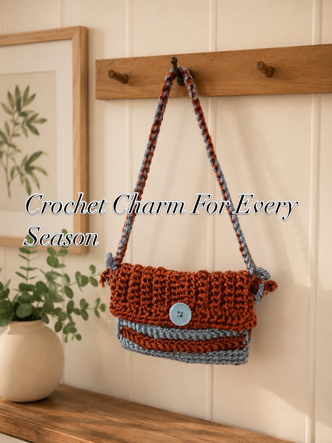 One-of-a-Kind Handmade Crochet Crossbody Bag | Rustic Blue Boho Purse