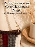 Handmade Scrap Yarn Crochet Bag with Pearl Strap | One of a Kind Cozy Shoulder Purse