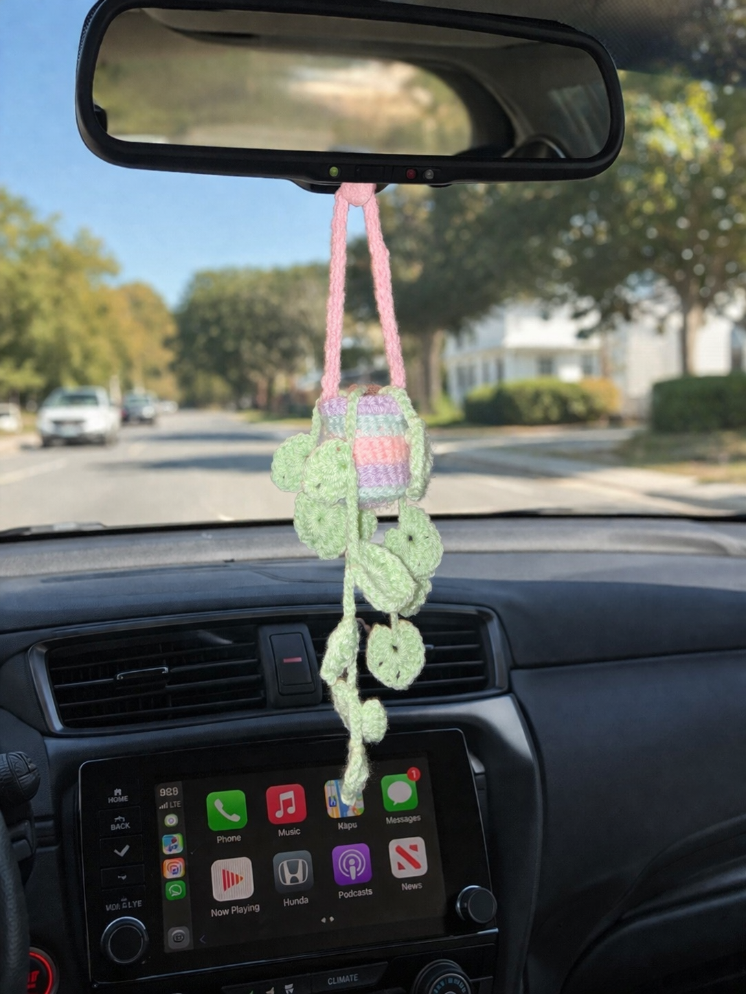 Handmade Crochet Rearview Mirror Hanging Plant