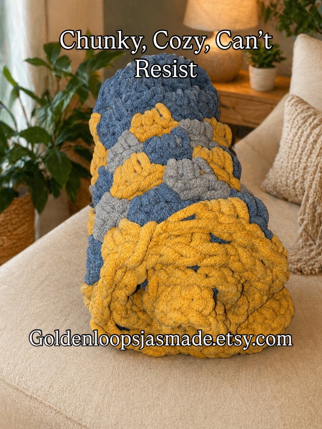 Chunky Crochet Baby Blanket – Handmade Granny Square Blanket – One of a Kind Cozy Baby Throw