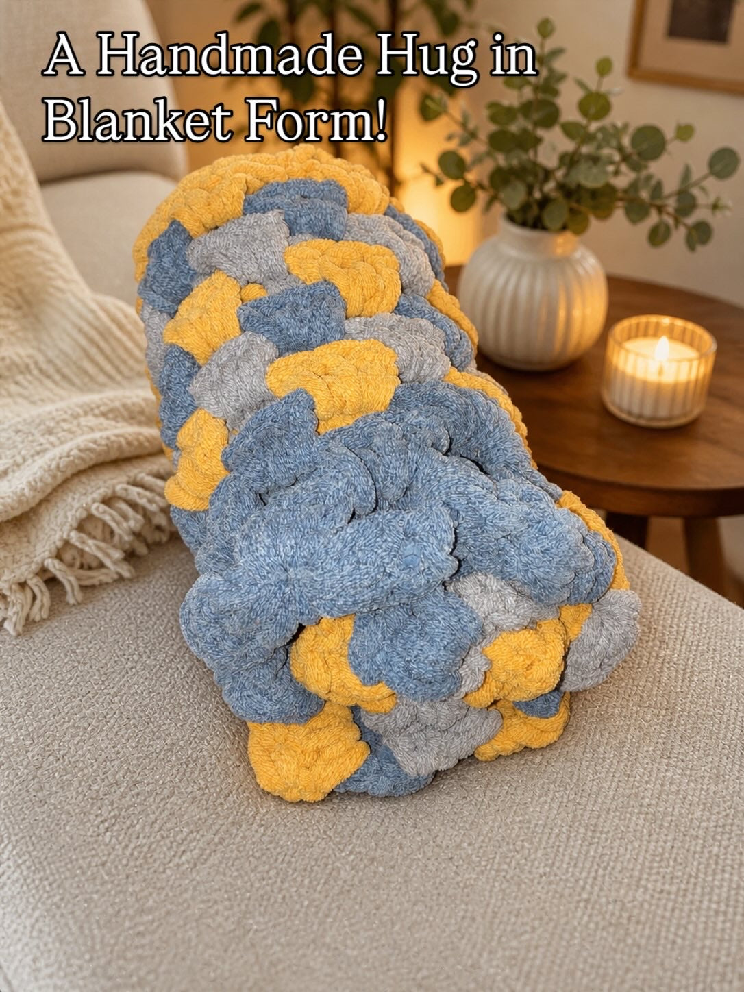 Chunky Crochet Baby Blanket – Handmade Granny Square Blanket – One of a Kind Cozy Baby Throw