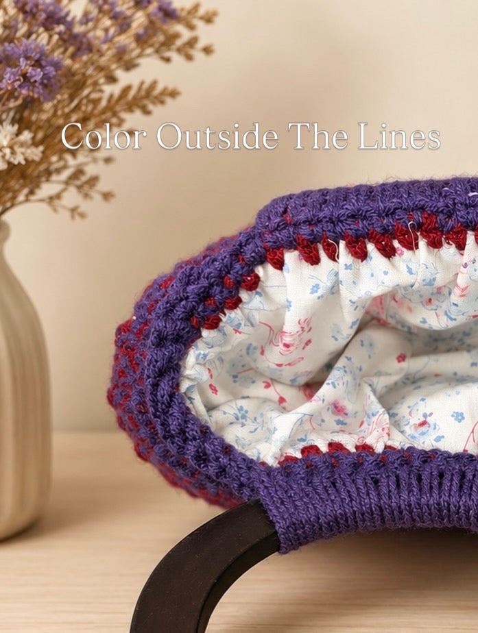 Handmade Crochet Handbag with Wooden Handles | Purple Artisan Purse | One-of-a-Kind Crochet Bag