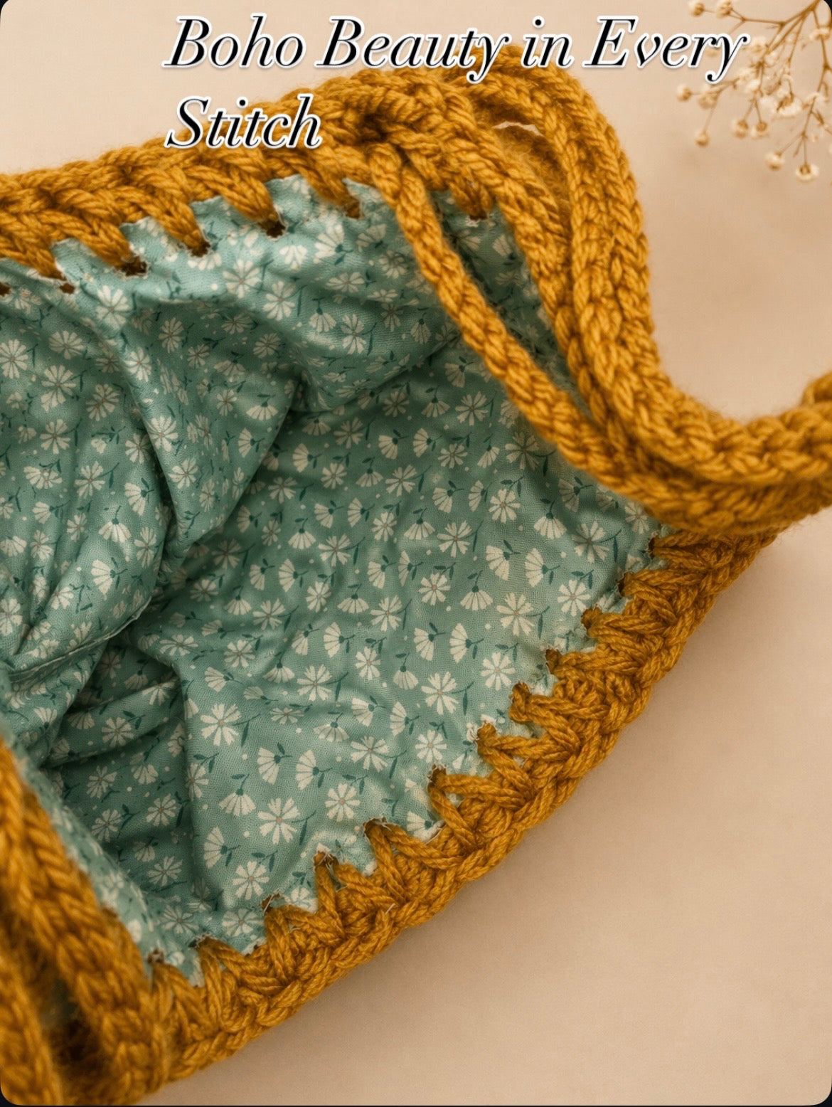Golden Mustard Crochet Shoulder Bag | Handmade Boho Granny Square Purse