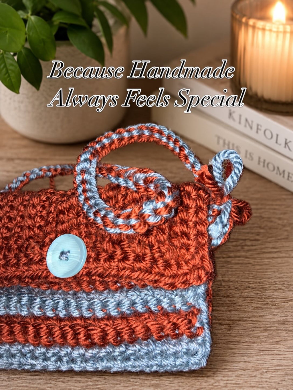One-of-a-Kind Handmade Crochet Crossbody Bag | Rustic Blue Boho Purse