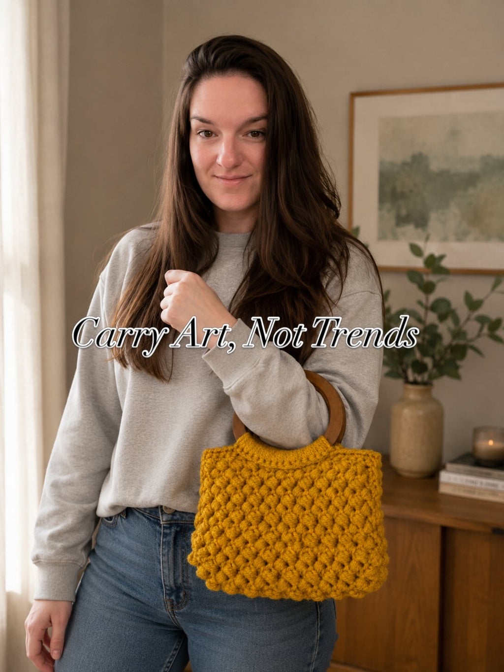 Golden Mustard Bobble Stitch Crochet Handbag | Limited Edition Boho Pur