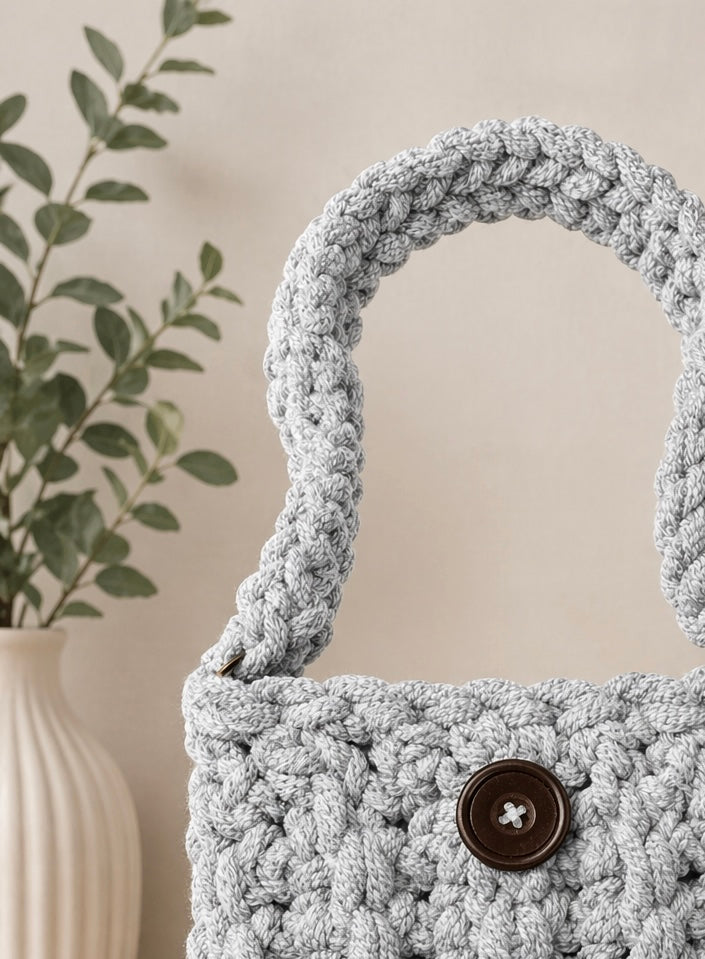 Mustard Yellow Crochet Shoulder Bag | Handmade Textured Purse