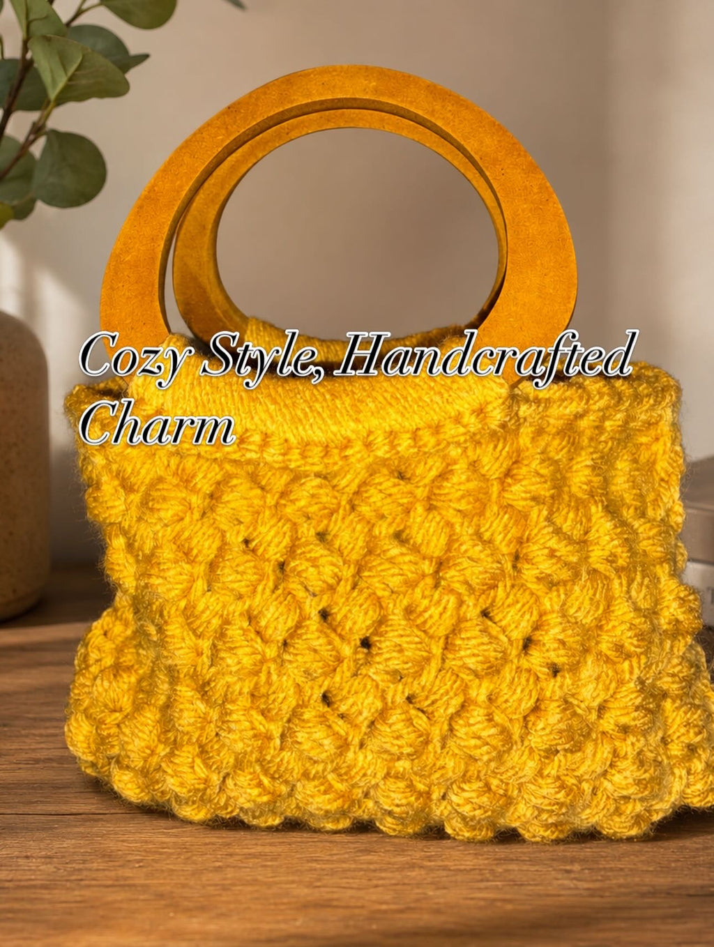 Golden Mustard Bobble Stitch Crochet Handbag | Limited Edition Boho Pur