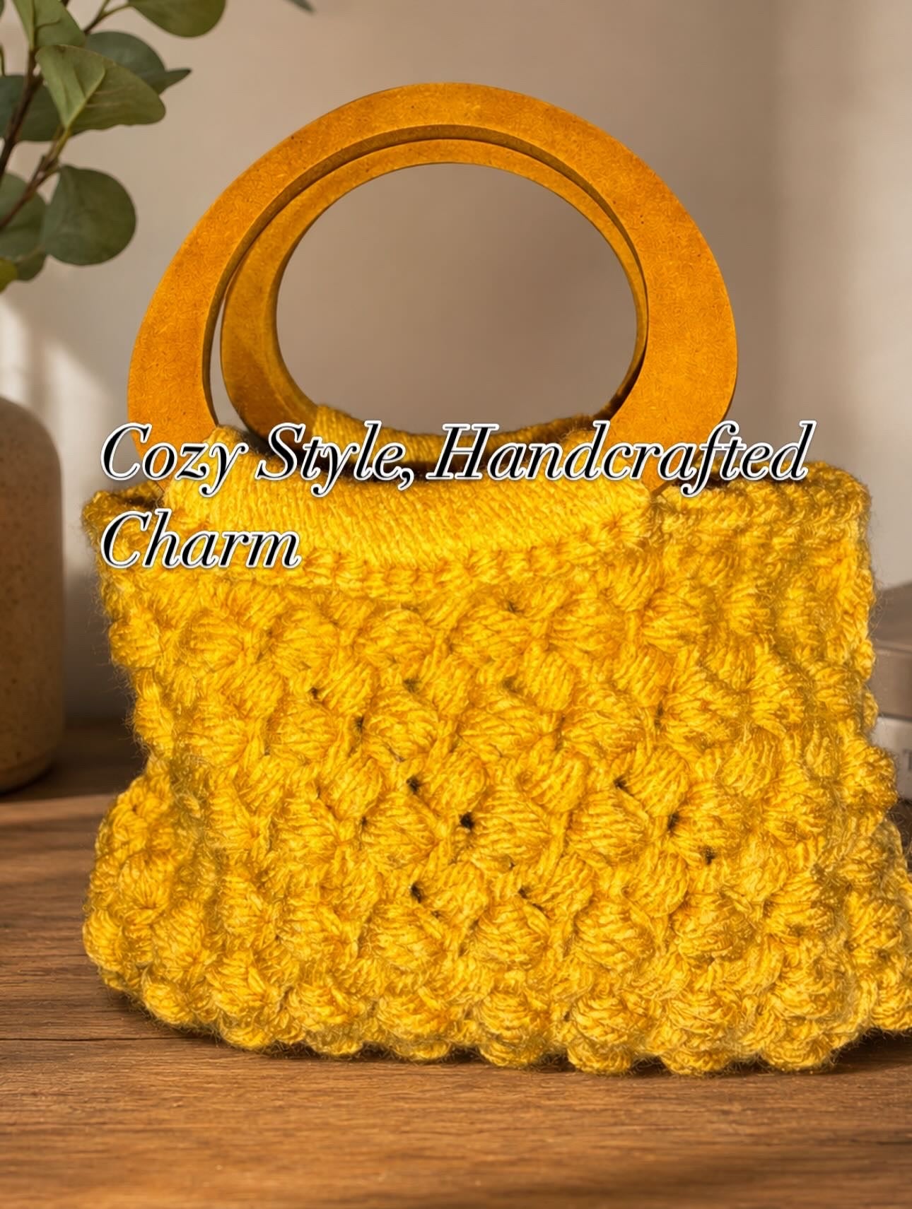 Golden Mustard Bobble Stitch Crochet Handbag | Limited Edition Boho Pur