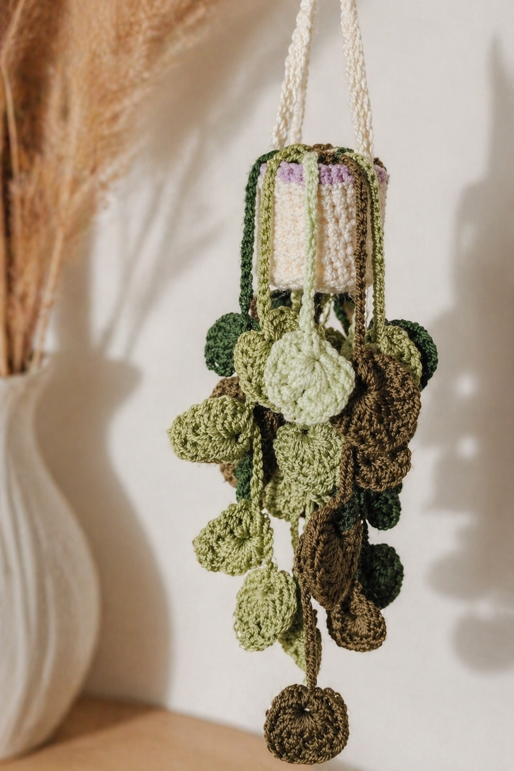 Handmade Crochet Rearview Mirror Hanging Plant