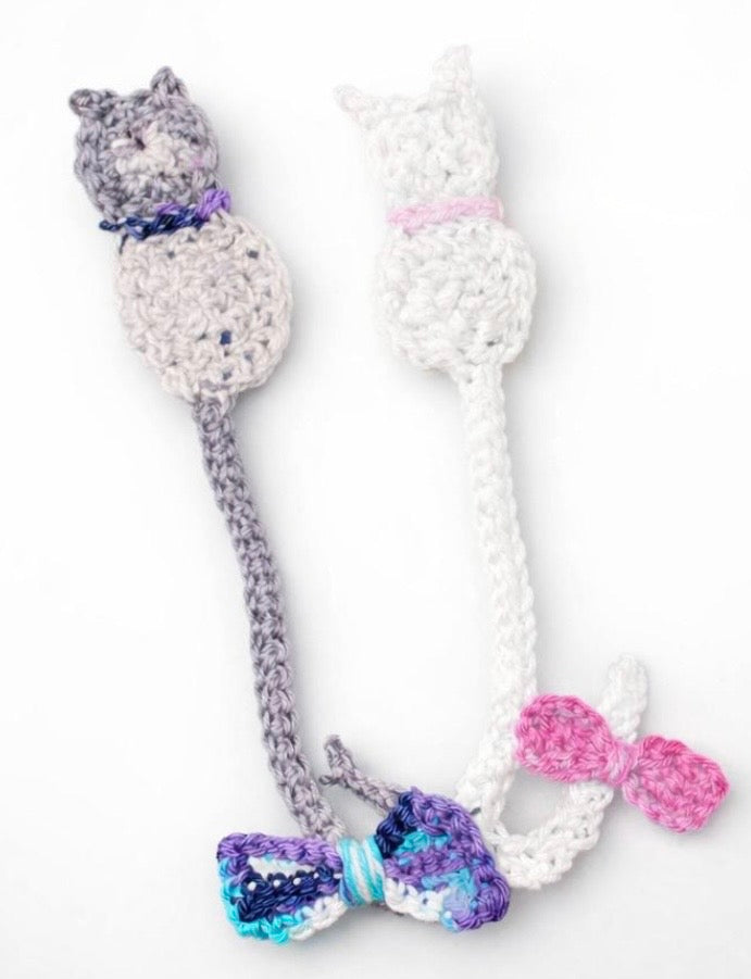 Crochet Cat Bookmarks | Handmade Kitty Bookmarks with Bow Options
