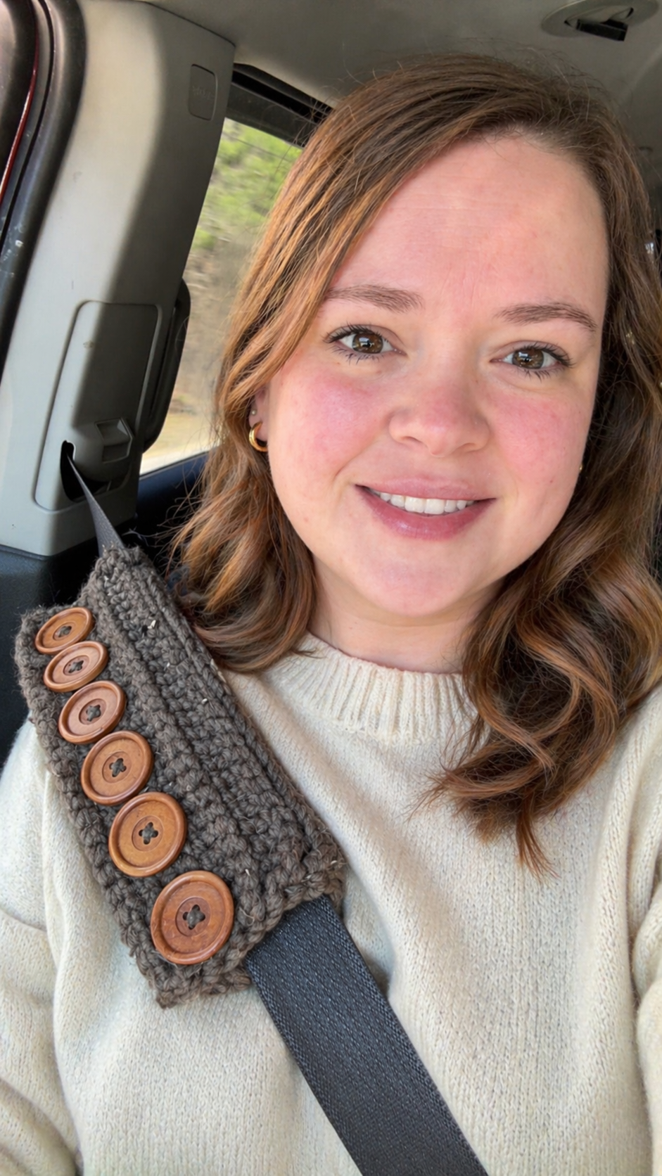Handmade Crochet Seatbelt Cover – Buttoned Seatbelt Cushion – Soft Car Comfort Accessory